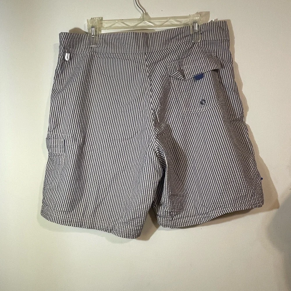 J. By J. CREW Swim Trunks Men's 36 Seer Sucker Built-in Lining Blue White Preppy
